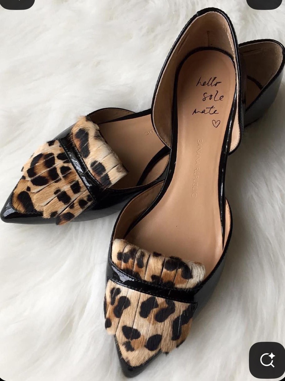 Banana Republic Leopard Print Pony Hair /  Patent Leather D'Orsay Flats Sz: 8